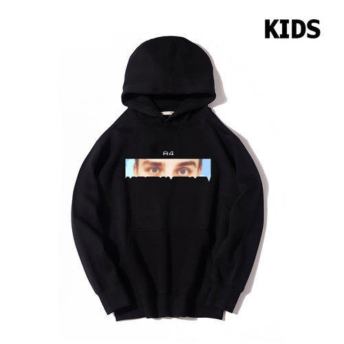 亲子服装 儿童商品 A4眼睛印花连帽衫 男童连帽卫衣 女童休闲加厚套头衫
