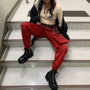Rockmore Harajuku Ribbon Cargo Pants Women Joggers Winter Sweatpants Trousers Black Loose Wide Leg Sweat Pants Femme