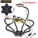 Toolour Multi Soldering Station Helping Third Hand 3X USB LED Magnifying Glass Lamp USB Fan  For PCB Welding Repair Station Tool