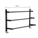 Bathroom Towel Rack with Hooks Wall Mounted, 304 Stainless Steel Towel Holder 3 Level Holder Towel Bar for Storage Bath Towels