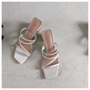 2022 New Summer Slippers Low Heels Slides Female Peep Toe Square Heel Slipper Brand Sandals Women Slipper Big Size 41 Flip Flops