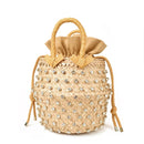 Artmomo Woven Crystal Embellished Tote Bag Rainbow Bucket Bag Women&