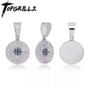 TOPGRILLZ 嘻哈指南针吊坠 满钻立方氧化锆吊坠 配网球链 嘻哈时尚珠宝 男女款礼品