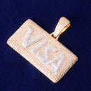 Visa Card Shape Pendant  Cubic Zircon Men's Hip Hop Necklace Jewelry