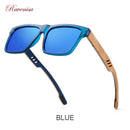 Ravenisa 斑马木方形太阳镜 偏光太阳镜 男士品牌设计师木质眼镜架 Oculos De Sol Feminino