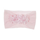 Nishine Soft Stretch Satin Rose Flower Baby Headband Newborn Knot Wide Nylon Headwraps Turban Girls Headwear Kids Photo Props