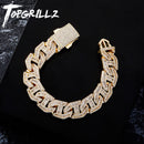 TOPGRILLZ 男士手链 16毫米 爪镶长方形古巴链 高品质 满钻 立方氧化锆 嘻哈说唱 奢华珠宝 派对礼物
