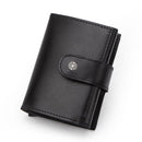 Contact's Customize Men Card Wallet Business Credit Card Holders Crazy Horse Leather Men Mini Wallets Rfid Aluminium Box Purse