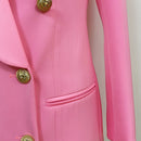 TOP QUALITY 2022 Newest Designer Blazer Jacket Women's Lion Buttons Double Breasted Satin Shawl Collar Long Brazer