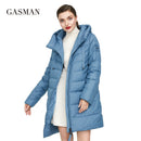 GASMAN 2022 长款羽绒冬装外套女加厚带帽派克大衣保暖女士品牌棉服冬季 M-180