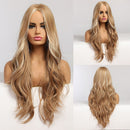 EASIHAIR Long Black Synthetic Wigs for Women Middle Part Wigs Natural Hair Wavy Wig Cosplay Heat Resistant Black Hair Wig