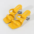Fashion Sandals Women 2022 Summer New Comfortable Latex Tape Hollow High-heel Sandals Crystal Thick Heels Party Slippers 8.5CM