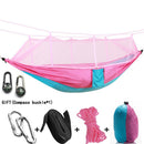 Camping/garden Hammock with Mosquito Net Outdoor Furniture 1-2 Person Portable Hanging Bed Strength Parachute Fabric Sleep Swing
