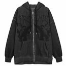 Hip Hop Streetwear Women Hoodies Goth Angel Dark Print Zipper Jacket Coat Harajuku Y2K Hooded Top Clothes Men Women Punk Outwear