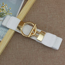 Designer Luxury Fashion Girl Elastic Belt New Dress Skirt Elastic Wide Waist Seal Gold Round Buckle Women&