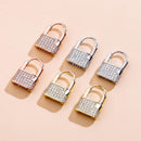 TOPGRILLZ Hip Hop Lock Earrings Iced Cubic Zirconia Earrings Luxury Gold Micro Pave Cubic Zirconia Earrings Gift For Men Women