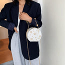 Embroidery Round Leather Design Women Luxury Purses and Handbags Crossbody Chain Bag Ladies Party Clutch Bag Totes Shoulder Bag
