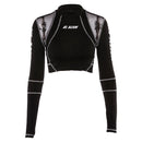 Sisterlinda Elastic Cool Matching Sets Long Sleeve Cropped Top And Pants 2 Piece Suits Women Clothing Striped Sportswear Outfits