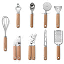 Kitchen Gadgets Wooden Handle Small Kitchenware Stainless Steel  Opener Baking Pizza Skin-Peeler Cheese Knife  Kitchenware Set