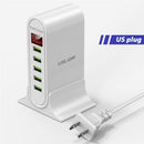 USLION USB充电器 5端口LED显示屏 多USB手机桌面充电器 欧规 美规 英规插头 带数显旅行墙壁充电器适配器