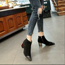 2021 Fashion Ladies High Heels Boots Warm Shoes Pointed toe Women Winter Chelsea Boots Women Ankle Boots Square Heel 6cm N046