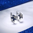 SANTUZZA Silver Earrings For Woman Pure 925 Sterling Silver Blue Pink Star Flower Cubic Zirconia Trendy Fashion Jewelry
