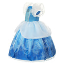 VOGUEON Girl Cinderella Princess Halloween Party Costume Short Sleeve Blue Fancy Ball Gown Children Fancy Birthday Clothes Frock