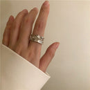 Foxanry Minimalist 925 Stamp Rings for Women New Fashion Creative Irregular Surface Geometric Party Jewelry Gifts