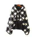 Wearable Plaid Fleece Blanket With Button Polyester Winter Warm Throws on Sofa Bed Travel Thicken Bedroom Grey Throw Blanket