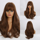 EASIHAIR Grey Ombre Wavy Wigs Long Synthetic Wigs for Women Wigs with Bangs Natural Hair Wigs Heat Resistant Cosplay Wigs