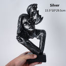 NORTHEUINS Resin Kissing Couple Mask Statue Lover Miniature Figurines for Interior Valentine&