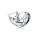 bamoer 925 Sterling Silver Kitty Mermaid Charm Blue Enamel Bead Pendant for Charm Bracelet Bangle DIY Making for Girl