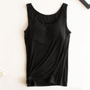 Women Built In Bra Padded Tank Top Female Modal Breathable Fitness Camisole Tops Solid Push Up Bra Vest Blusas Femininas