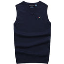 Good Quality Spring Autumn Men's Vest Sleeveless Sweaters Pullovers 100% Cotton Casual Knitted Vest Fashion Knitted Male Tops