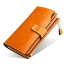 KANGAROO KINGDOM Vintage Luxury RFID Women Wallets Genuine Leather Long Zipper Clutch Purse Large Capacity Card Holder Wallet