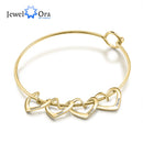 JewelOra Personalized Engraving Name Heart Charms Bracelets for Women Stainless Steel Customized Bangle DIY Jewelry Gift for Her