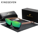 KINGSEVEN 独家设计复古男士眼镜胡桃木太阳镜 UV400 防护时尚方框太阳镜女士 5510