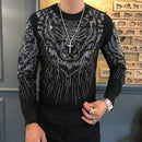 Autumn Winter New Fashion Brand Men's Tee Shirt Homme Personalized Trend Hot Drilling Tiger Head Men's Heavy Industry Tshirt Men