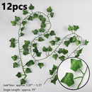 12pcs Artificial Plants Balcony Decorations Liana Led Leaf Garland Silk Rattan Leaf Vine Room Decor Home Living Exterior Terrace