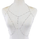 Rhinestones Tassel Body Chain Sexy Beach Gold Silver Color Wedding Accessories Bra Cross Body Chain Jewellery for Women