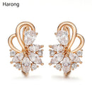 4 Color Noble Natural Zircon Flower Stud Earrings Red Green Color High Quality Earrings For Woman Aesthetic Luxury Jewelry Gift