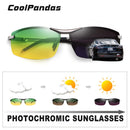 CoolPandas 2022 变色太阳镜 男士日夜两用偏光变色龙眼镜 驾驶UV400太阳镜 Oculos De Sol
