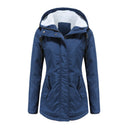 Women Winter Coat Warm Slim Outerwear Fashion Elastic Waist Zipper Pocket Hooded Drawstring Overcoats Autumn Clothes