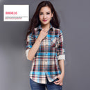 S-4XL Women Cotton Shirt Spring Autumn Winter 2022 New Casual Long-sleeve Brushed Plaid Stripe Shirts Girl's Tops Blouse Female