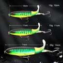 8个装Whopper Plopper 10厘米/14厘米浮水路亚饵人造硬饵摇摆器旋转尾巴渔具3D眼