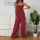 New Sunflower Printed Strap Jumpsuit Women High Waist Rompers Boho Yellow Spaghetti Strap Wide Leg Pants Summer Jumpsuits Ladies