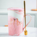 FSILE Marble Pattern Cup Gold Rim Mug Gift Box Set Coffee Cup  Couple Women Cup Flamingo Cup Ceramic with Hand Ceremony