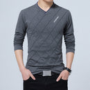 TFETTERS Fashion Men T-shirt Slim Fit Custom T-shirt Crease Design Long Stylish Luxury V Neck Fitness T-shirt Tee Shirt Homme