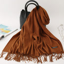 2022 Winter Scarf Solid Thick Women Cashmere Scarves Neck Head Warm Hijabs Pashmina Lady Shawls And Wraps Bandana Tassel