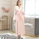 Men Long Thick Warm Flannel Bath Robe Plus Size Women Robes Coral Fleece Bathrobe for Winter Dressing Gown Male Kimono Sleepwear